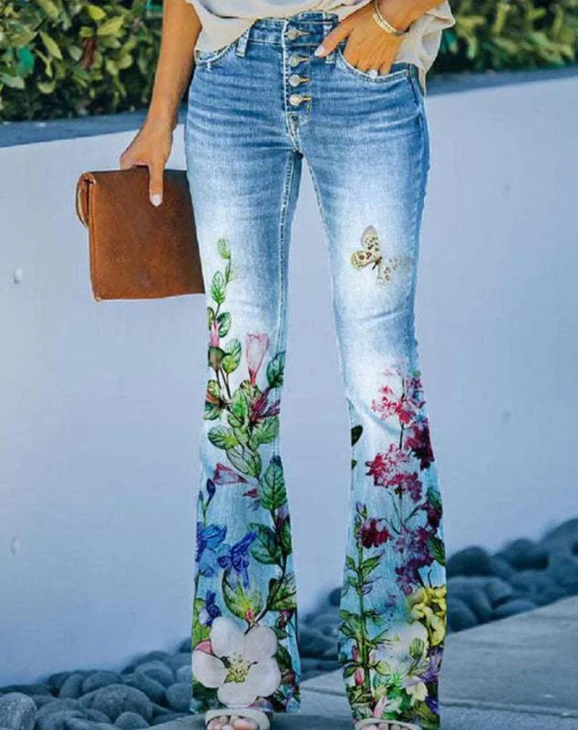 Ada - Jeans med blomstermønster