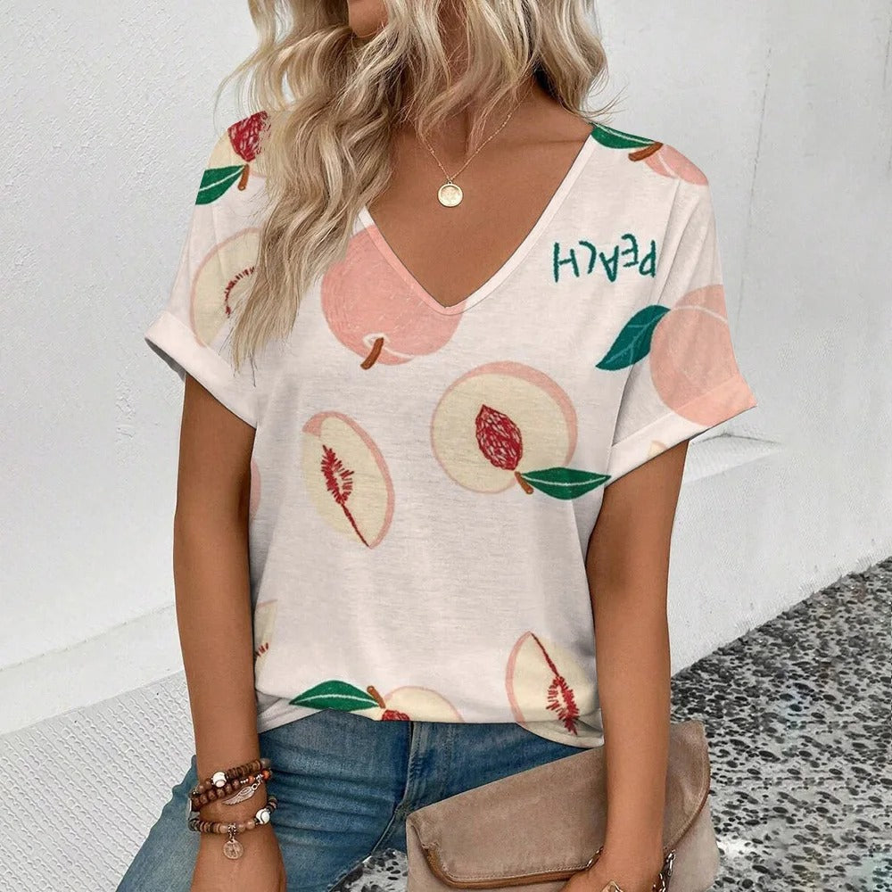 Annabel - Moderne t-shirt med frugtprint